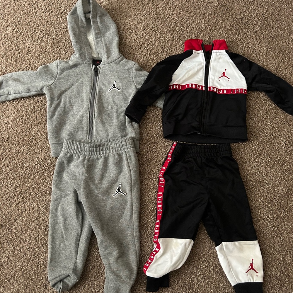 Nike Kids 2-Pack Jogger Sets in Gray, Black & Red